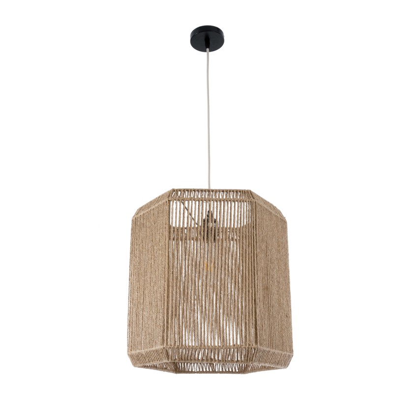 CAYMAN  Boho Κρεμαστό Φωτιστικό Πλέγμα Μονόφωτο 1 x E27 IP20 Μπεζ Σχοινί - Μ40 x Π40 x Υ40cm