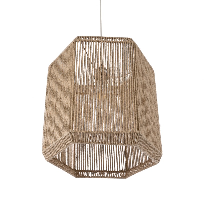CAYMAN  Boho Κρεμαστό Φωτιστικό Πλέγμα Μονόφωτο 1 x E27 IP20 Μπεζ Σχοινί - Μ40 x Π40 x Υ40cm