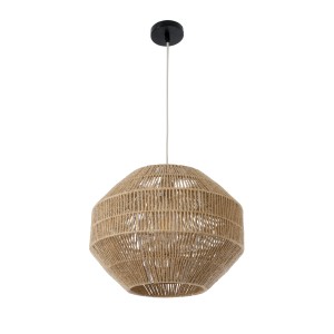 CAYMAN  Boho Κρεμαστό Φωτιστικό Πλέγμα Μονόφωτο 1 x E27 IP20 Μπεζ Σχοινί - Μ40 x Π40 x Υ30cm