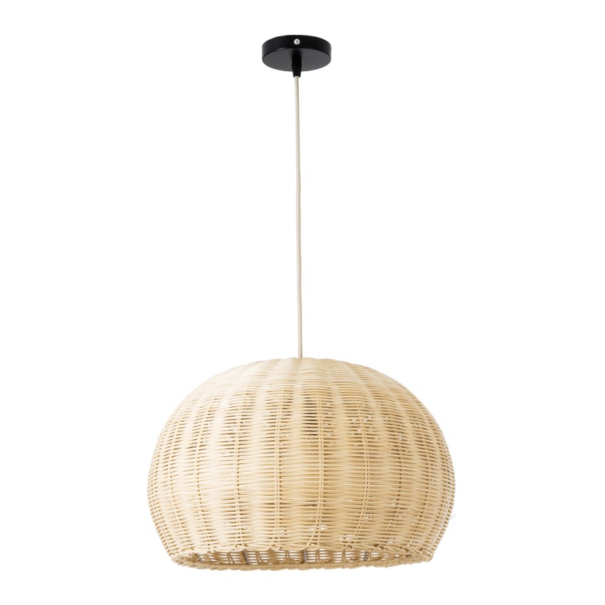 RAITO  Boho Κρεμαστό Φωτιστικό Καμπάνα Μονόφωτο 1 x E27 IP20 Μπεζ Ξύλο - Μ40 x Π40 x Υ25cm