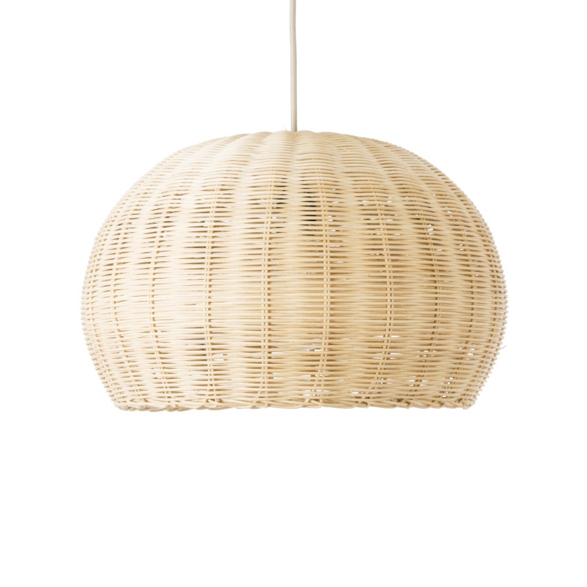 RAITO  Boho Κρεμαστό Φωτιστικό Καμπάνα Μονόφωτο 1 x E27 IP20 Μπεζ Ξύλο - Μ40 x Π40 x Υ25cm