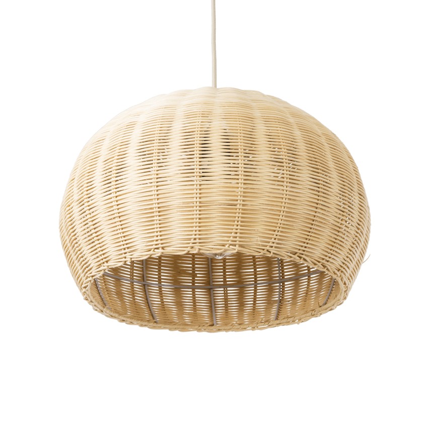 RAITO  Boho Κρεμαστό Φωτιστικό Καμπάνα Μονόφωτο 1 x E27 IP20 Μπεζ Ξύλο - Μ40 x Π40 x Υ25cm