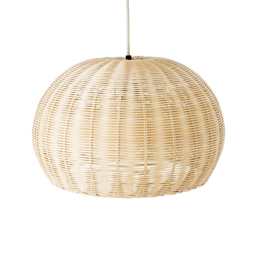 RAITO  Boho Κρεμαστό Φωτιστικό Καμπάνα Μονόφωτο 1 x E27 IP20 Μπεζ Ξύλο - Μ40 x Π40 x Υ25cm
