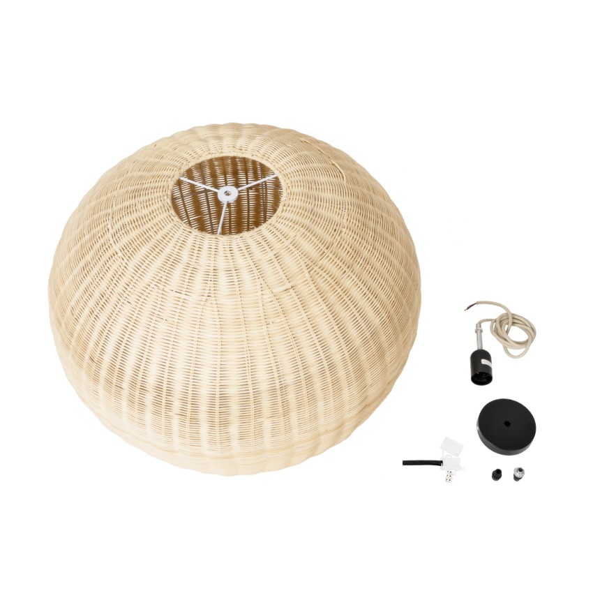 RAITO  Boho Κρεμαστό Φωτιστικό Καμπάνα Μονόφωτο 1 x E27 IP20 Μπεζ Ξύλο - Μ60 x Π60 x Υ40cm