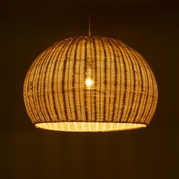 RAITO  Boho Κρεμαστό Φωτιστικό Καμπάνα Μονόφωτο 1 x E27 IP20 Μπεζ Ξύλο - Μ60 x Π60 x Υ40cm