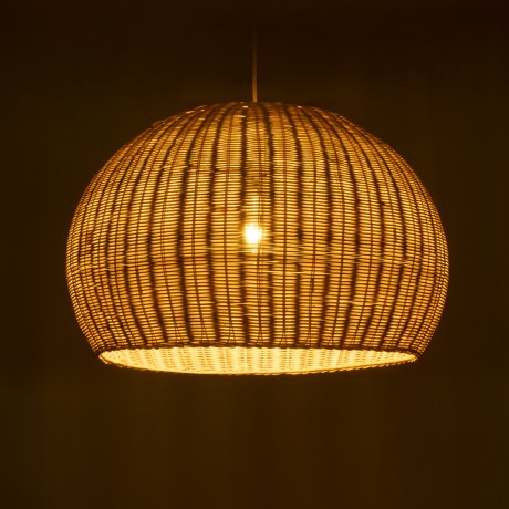 RAITO  Boho Κρεμαστό Φωτιστικό Καμπάνα Μονόφωτο 1 x E27 IP20 Μπεζ Ξύλο - Μ60 x Π60 x Υ40cm