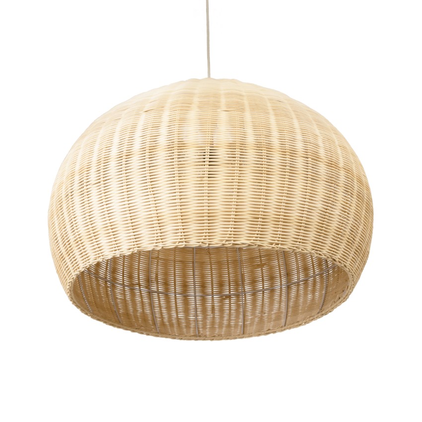 RAITO  Boho Κρεμαστό Φωτιστικό Καμπάνα Μονόφωτο 1 x E27 IP20 Μπεζ Ξύλο - Μ60 x Π60 x Υ40cm