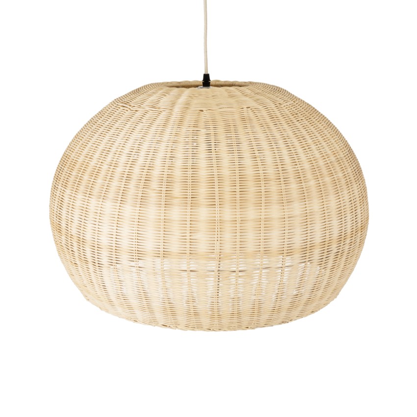 RAITO  Boho Κρεμαστό Φωτιστικό Καμπάνα Μονόφωτο 1 x E27 IP20 Μπεζ Ξύλο - Μ60 x Π60 x Υ40cm