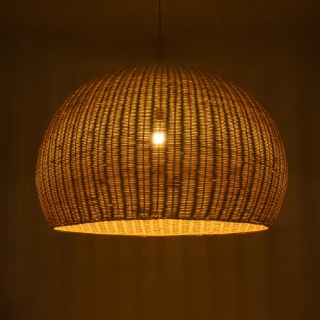 RAITO  Boho Κρεμαστό Φωτιστικό Καμπάνα Μονόφωτο 1 x E27 IP20 Μπεζ Ξύλο - Μ100 x Π100 x Υ63cm