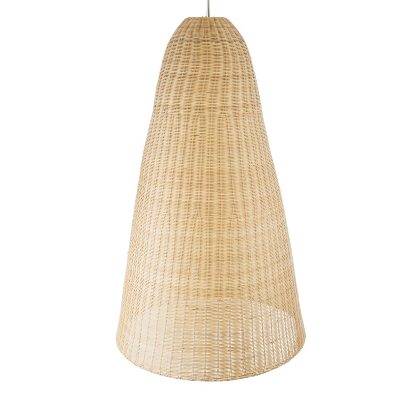MAHANA  Boho Κρεμαστό Φωτιστικό Πλέγμα Μονόφωτο 1 x E27 IP20 Μπεζ Ξύλο - Μ80 x Π80 x Υ130cm