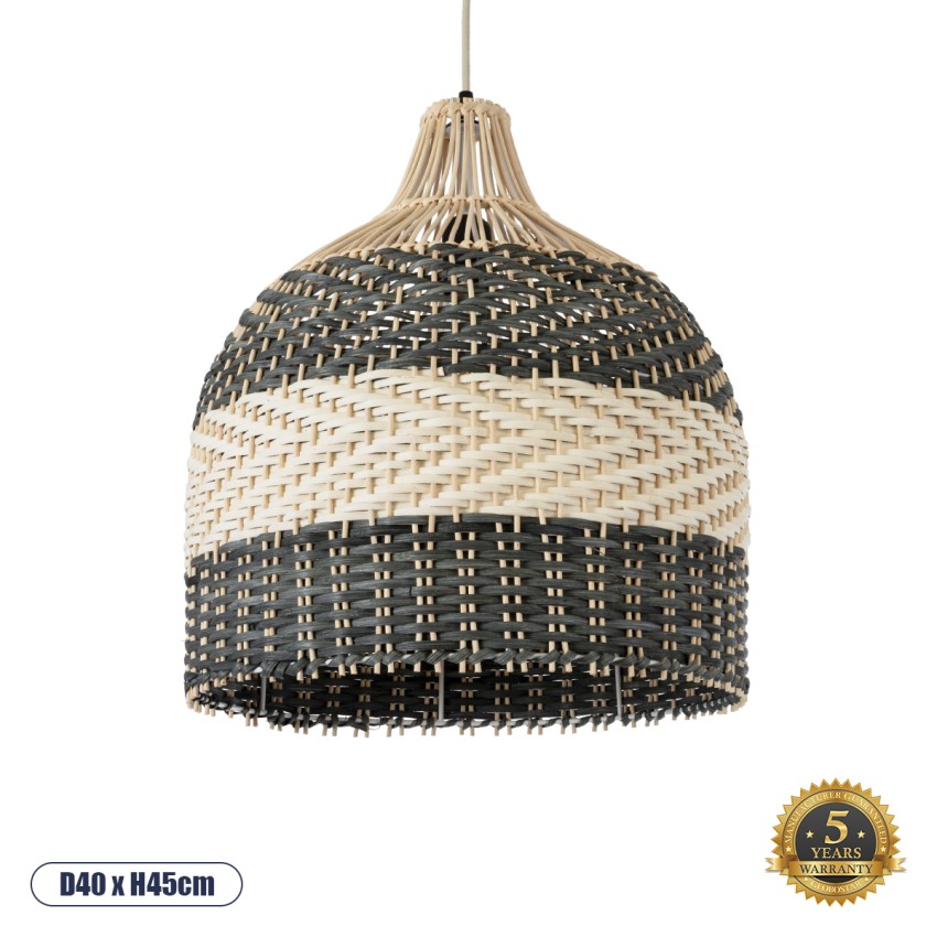 GLOBOSTAR® BARBADOS  Boho Κρεμαστό Φωτιστικό Οροφής με Ντουί 1 x E27 AC 220-240V IP20 - Μπεζ & Χακί - Μ40 x Π40 x Υ45cm