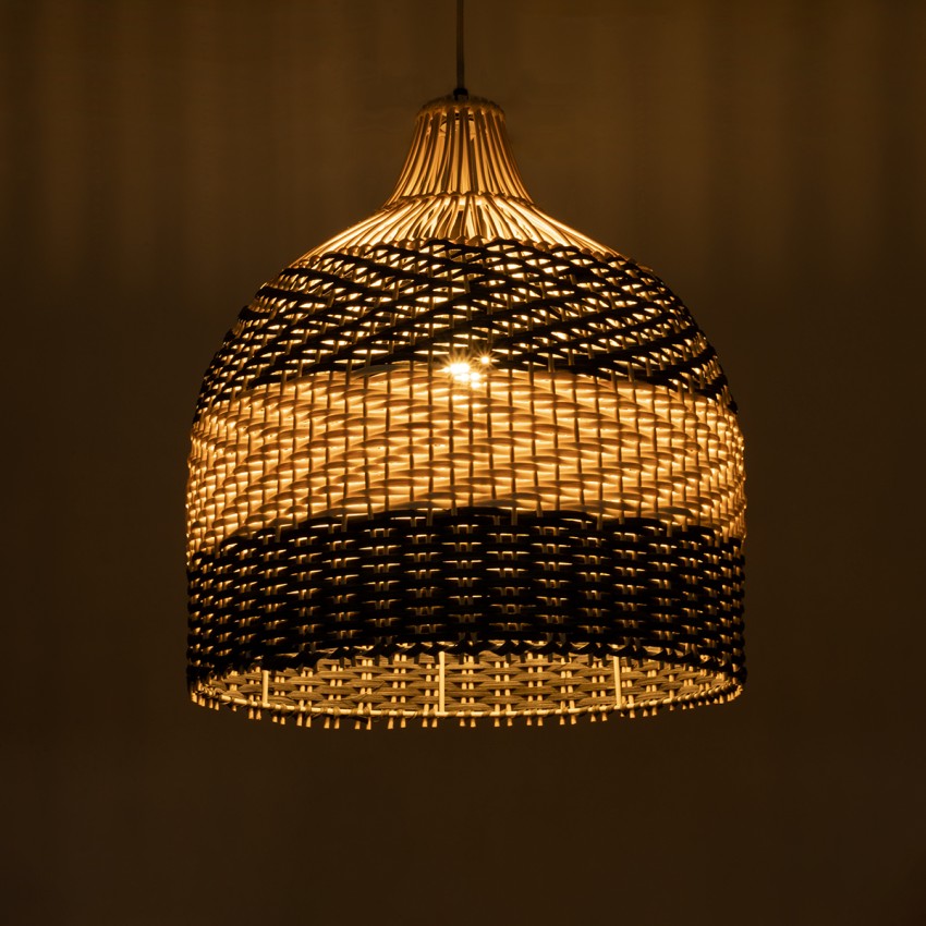 GLOBOSTAR® BARBADOS  Boho Κρεμαστό Φωτιστικό Οροφής με Ντουί 1 x E27 AC 220-240V IP20 - Μπεζ & Χακί - Μ40 x Π40 x Υ45cm