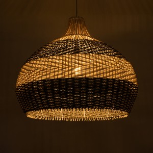 BARBADOS  Boho Κρεμαστό Φωτιστικό Καμπάνα Μονόφωτο 1 x E27 IP20 Μπεζ & Χακί Ξύλο - Μ60 x Π60 x Υ60cm