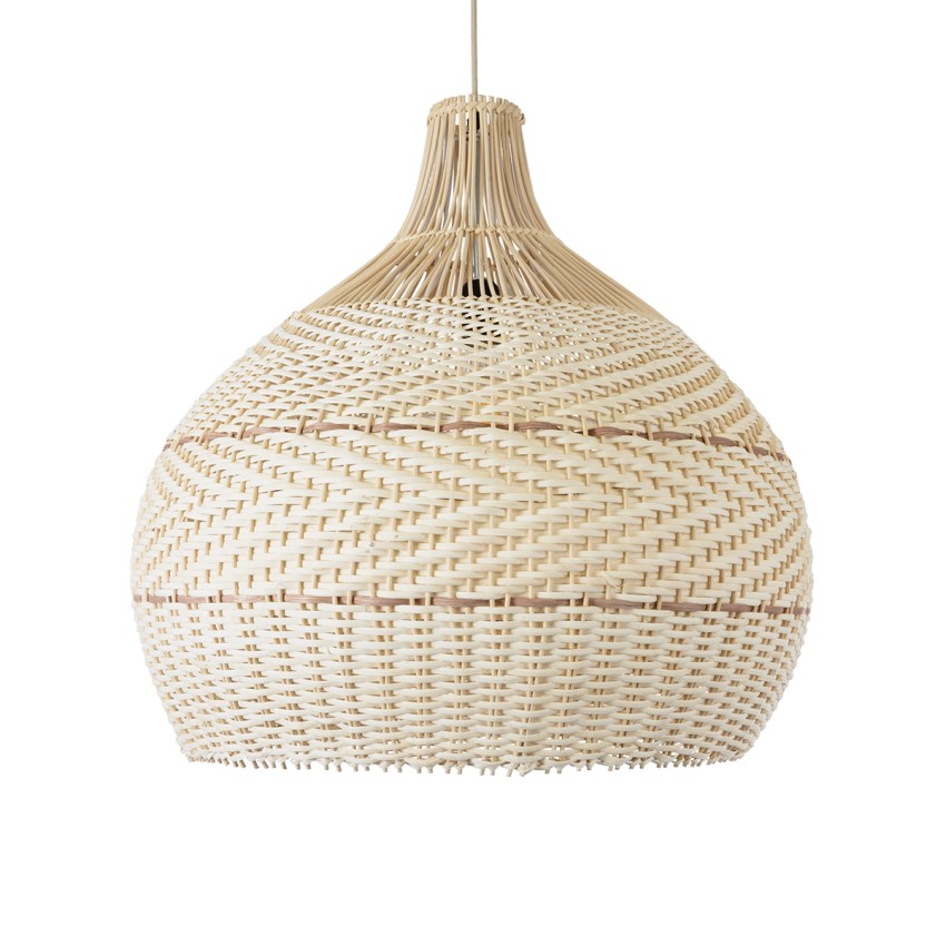 SANTACRUZ  Boho Κρεμαστό Φωτιστικό Καμπάνα Μονόφωτο 1 x E27 IP20 Μπεζ & Καφέ Ξύλο - Μ60 x Π60 x Υ60cm