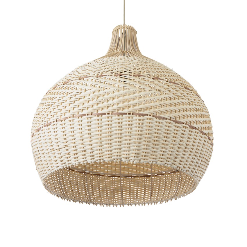 SANTACRUZ  Boho Κρεμαστό Φωτιστικό Καμπάνα Μονόφωτο 1 x E27 IP20 Μπεζ & Καφέ Ξύλο - Μ60 x Π60 x Υ60cm