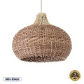 PANAMA  Boho Κρεμαστό Φωτιστικό Καμπάνα Μονόφωτο 1 x E27 IP20 Καφέ & Μπεζ Ξύλο - Μ40 x Π40 x Υ34cm