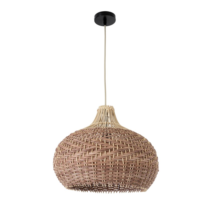 PANAMA  Boho Κρεμαστό Φωτιστικό Καμπάνα Μονόφωτο 1 x E27 IP20 Καφέ & Μπεζ Ξύλο - Μ40 x Π40 x Υ34cm