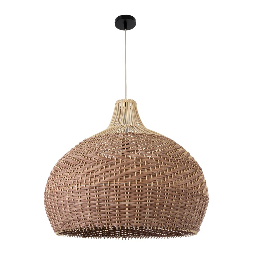 PANAMA  Boho Κρεμαστό Φωτιστικό Καμπάνα Μονόφωτο 1 x E27 IP20 Καφέ & Μπεζ Ξύλο - Μ60 x Π60 x Υ60cm