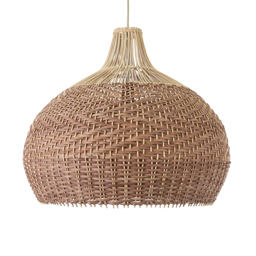 PANAMA  Boho Κρεμαστό Φωτιστικό Καμπάνα Μονόφωτο 1 x E27 IP20 Καφέ & Μπεζ Ξύλο - Μ60 x Π60 x Υ60cm