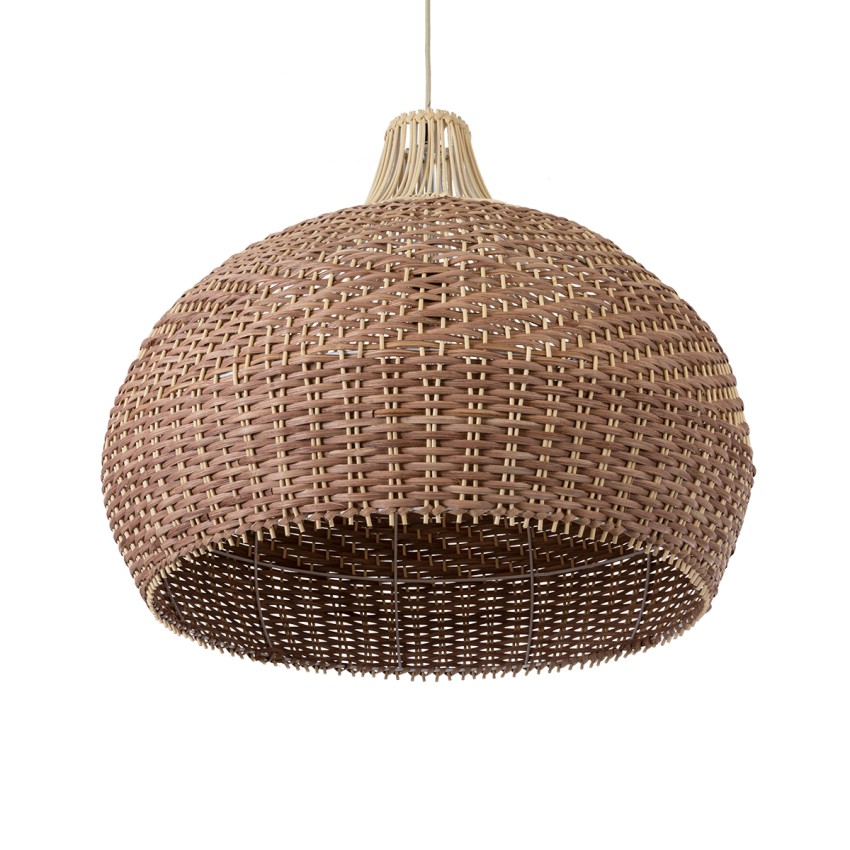 PANAMA  Boho Κρεμαστό Φωτιστικό Καμπάνα Μονόφωτο 1 x E27 IP20 Καφέ & Μπεζ Ξύλο - Μ60 x Π60 x Υ60cm