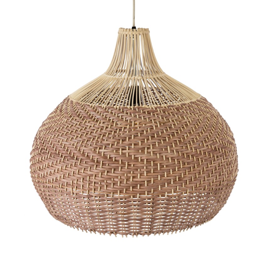 PANAMA  Boho Κρεμαστό Φωτιστικό Καμπάνα Μονόφωτο 1 x E27 IP20 Καφέ & Μπεζ Ξύλο - Μ60 x Π60 x Υ60cm