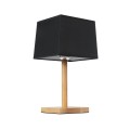 KOLIPE  Μοντέρνο Επιτραπέζιο Φωτιστικό Μονόφωτο 1 x E27 AC220-240V IP20 - Μ20 x Π20 x Υ38cm - Μπεζ Ξύλινη Βάση με Μαύρο Πλεκτό Καπέλο