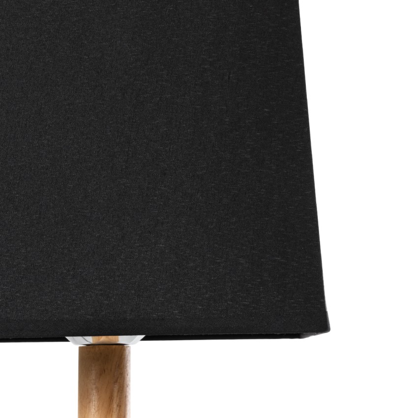 KOLIPE  Μοντέρνο Επιτραπέζιο Φωτιστικό Μονόφωτο 1 x E27 AC220-240V IP20 - Μ20 x Π20 x Υ38cm - Μπεζ Ξύλινη Βάση με Μαύρο Πλεκτό Καπέλο