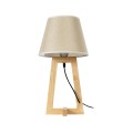 TAKIKO  Μοντέρνο Επιτραπέζιο Φωτιστικό Μονόφωτο 1 x E27 AC220-240V IP20 - Φ25 x Υ48cm - Μπεζ Ξύλινη Βάση & Μπεζ Πλεκτό Καπέλο