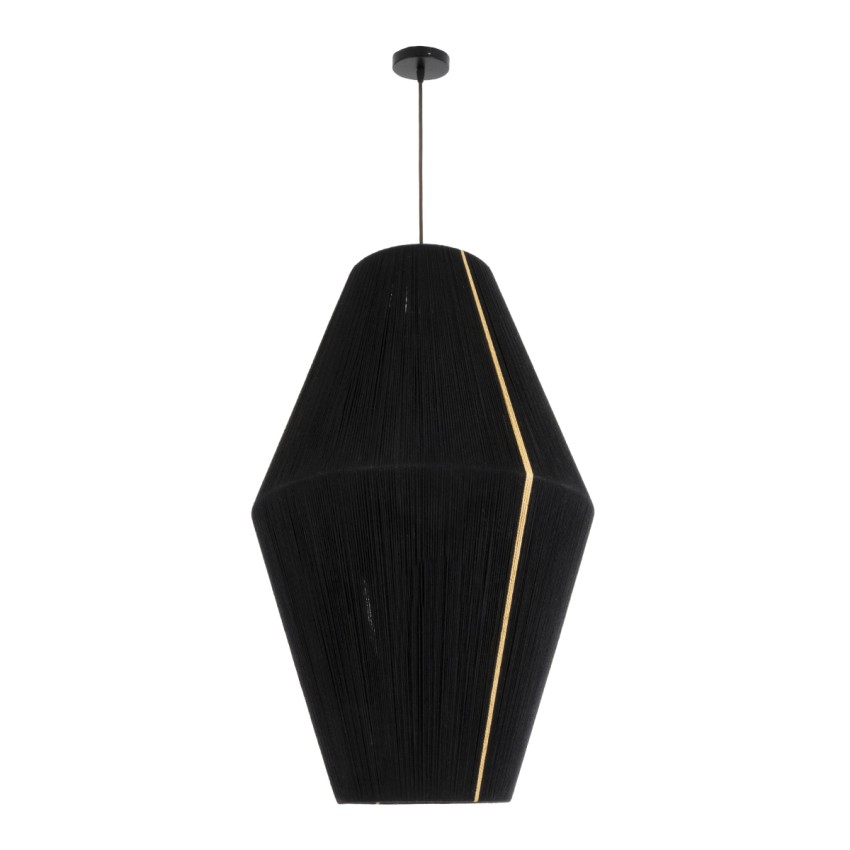 SALERNO  Boho Κρεμαστό Φωτιστικό Πλέγμα Μονόφωτο 1 x E27 IP20 Μαύρο & Μπεζ Σχοινί - Μ50 x Π50 x Υ80cm