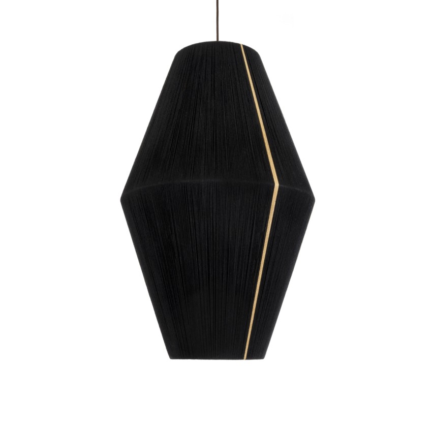 SALERNO  Boho Κρεμαστό Φωτιστικό Πλέγμα Μονόφωτο 1 x E27 IP20 Μαύρο & Μπεζ Σχοινί - Μ50 x Π50 x Υ80cm