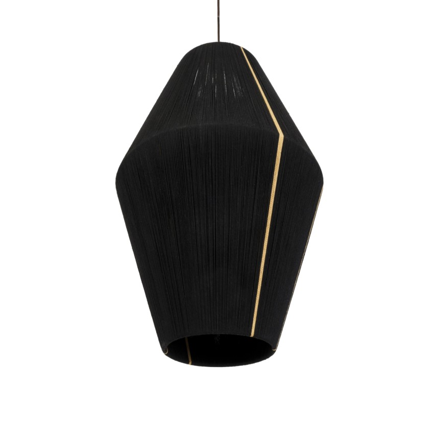 SALERNO  Boho Κρεμαστό Φωτιστικό Πλέγμα Μονόφωτο 1 x E27 IP20 Μαύρο & Μπεζ Σχοινί - Μ50 x Π50 x Υ80cm