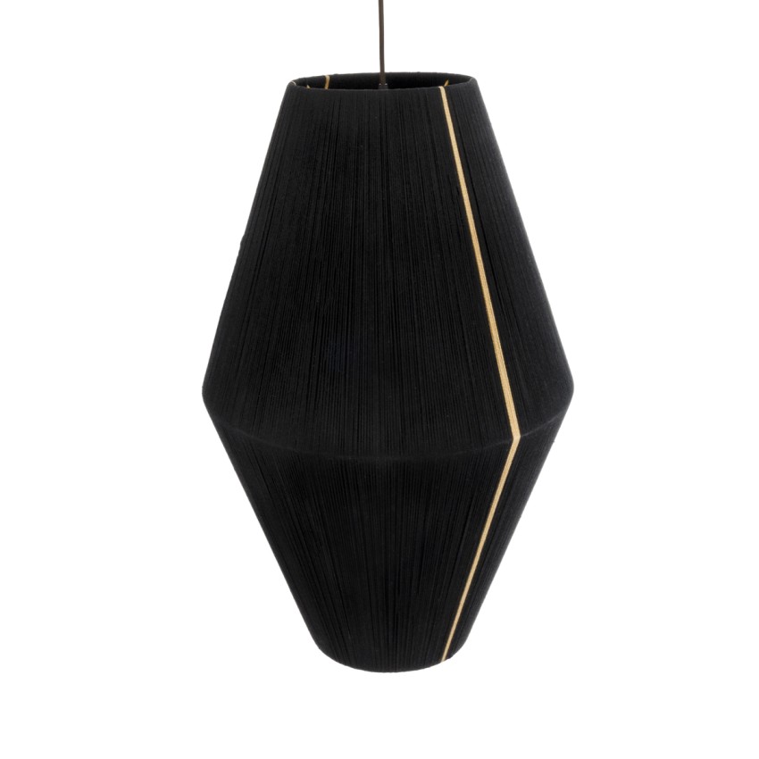 SALERNO  Boho Κρεμαστό Φωτιστικό Πλέγμα Μονόφωτο 1 x E27 IP20 Μαύρο & Μπεζ Σχοινί - Μ50 x Π50 x Υ80cm