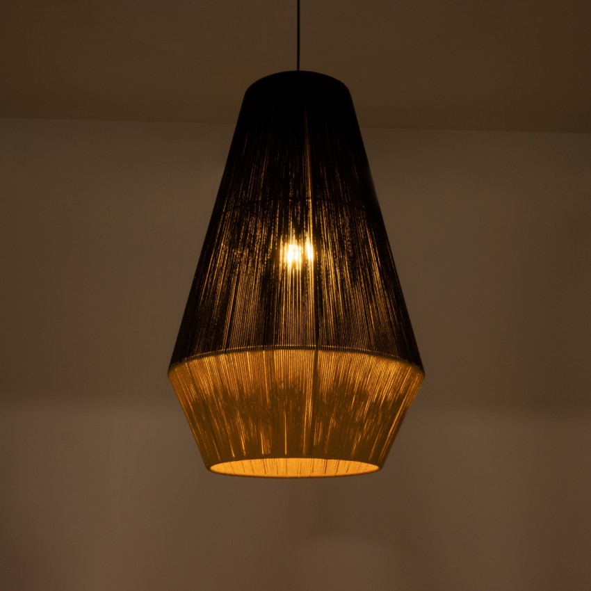 SALERNO  Boho Κρεμαστό Φωτιστικό Πλέγμα Μονόφωτο 1 x E27 IP20 Μαύρο & Μπεζ Σχοινί - Μ50 x Π50 x Υ80cm