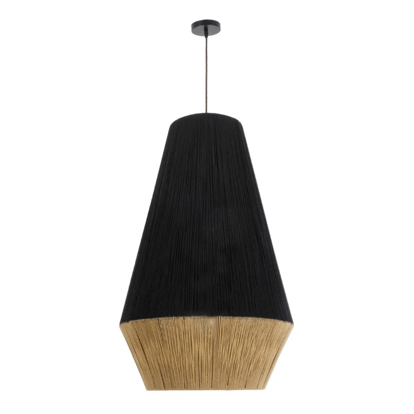 SALERNO  Boho Κρεμαστό Φωτιστικό Πλέγμα Μονόφωτο 1 x E27 IP20 Μαύρο & Μπεζ Σχοινί - Μ50 x Π50 x Υ80cm