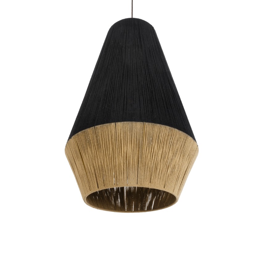 SALERNO  Boho Κρεμαστό Φωτιστικό Πλέγμα Μονόφωτο 1 x E27 IP20 Μαύρο & Μπεζ Σχοινί - Μ50 x Π50 x Υ80cm