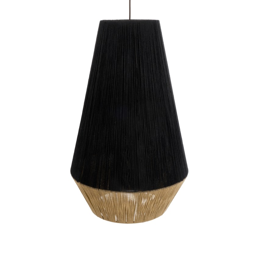 SALERNO  Boho Κρεμαστό Φωτιστικό Πλέγμα Μονόφωτο 1 x E27 IP20 Μαύρο & Μπεζ Σχοινί - Μ50 x Π50 x Υ80cm