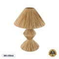 LUANA  Boho Επιτραπέζιο Φωτιστικό Μονόφωτο 1 x E27 AC220-240V IP20 - Φ40 x Υ50cm - Μπεζ Καφέ Φυσική Ράφια Άχυρο Καπέλο