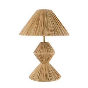 LUANA  Boho Επιτραπέζιο Φωτιστικό Μονόφωτο 1 x E27 AC220-240V IP20 - Φ40 x Υ50cm - Μπεζ Καφέ Φυσική Ράφια Άχυρο Καπέλο