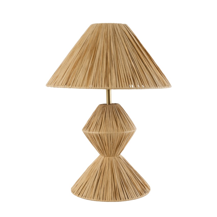 LUANA  Boho Επιτραπέζιο Φωτιστικό Μονόφωτο 1 x E27 AC220-240V IP20 - Φ40 x Υ50cm - Μπεζ Καφέ Φυσική Ράφια Άχυρο Καπέλο