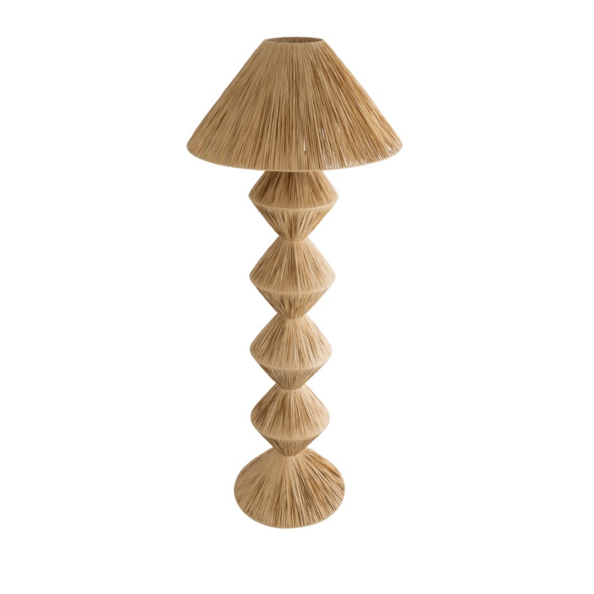 LUANA  Boho Επιδαπέδιο Φωτιστικό Μονόφωτο 1 x E27 IP20 Μπεζ Ράφια - Μ60 x Π60 x Υ150cm