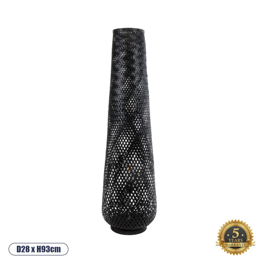 MAMIZU  Boho Επιδαπέδιο Φωτιστικό Μονόφωτο 1 x E27 IP20 Μαύρο Ξύλο - Μ28 x Π28 x Υ93cm