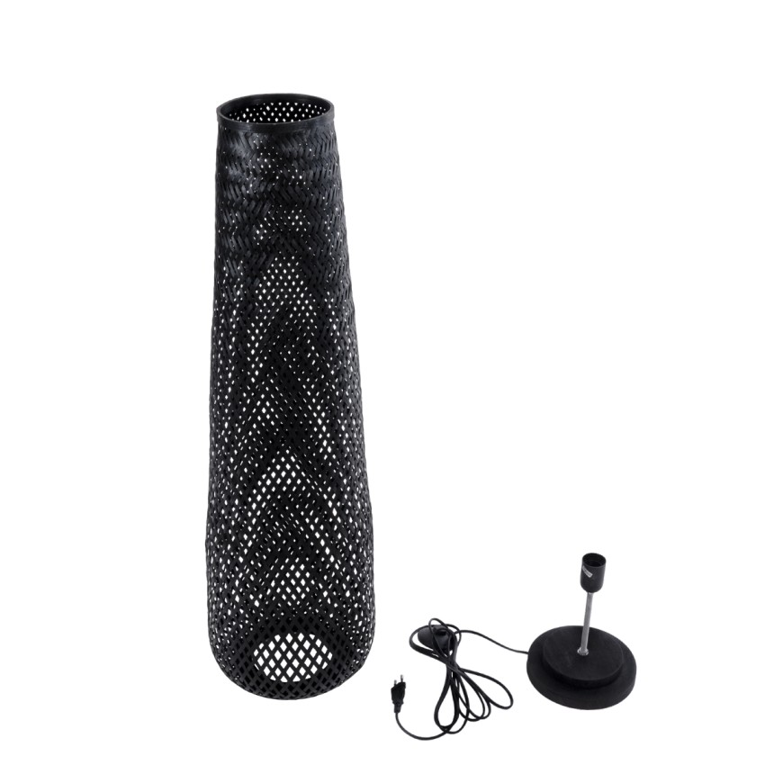 MAMIZU  Boho Επιδαπέδιο Φωτιστικό Μονόφωτο 1 x E27 IP20 Μαύρο Ξύλο - Μ28 x Π28 x Υ93cm