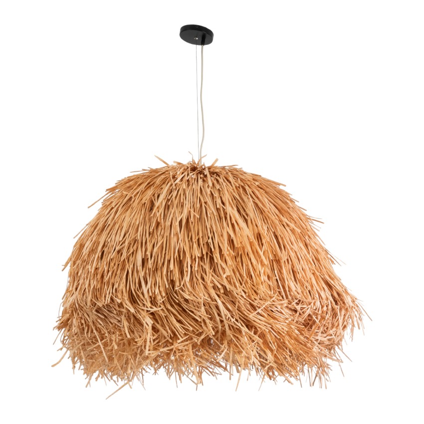 GUADELOUPE  Boho Κρεμαστό Φωτιστικό Πλέγμα Μονόφωτο 1 x E27 IP20 Καφέ Ράφια - Μ80 x Π80 x Υ60cm