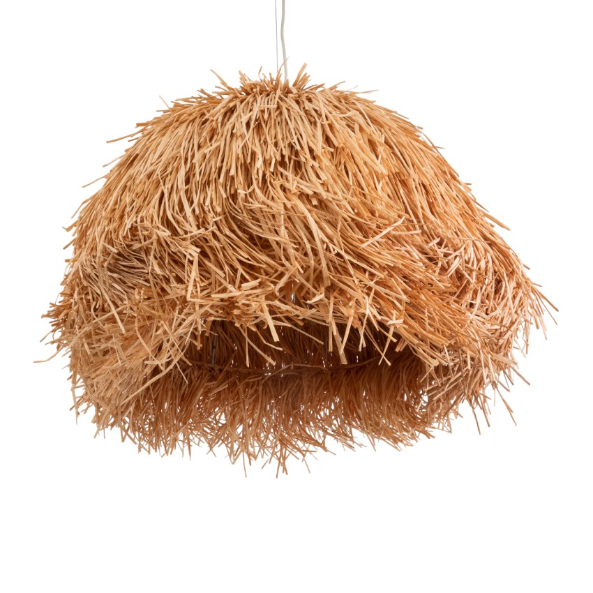 GUADELOUPE  Boho Κρεμαστό Φωτιστικό Πλέγμα Μονόφωτο 1 x E27 IP20 Καφέ Ράφια - Μ80 x Π80 x Υ60cm