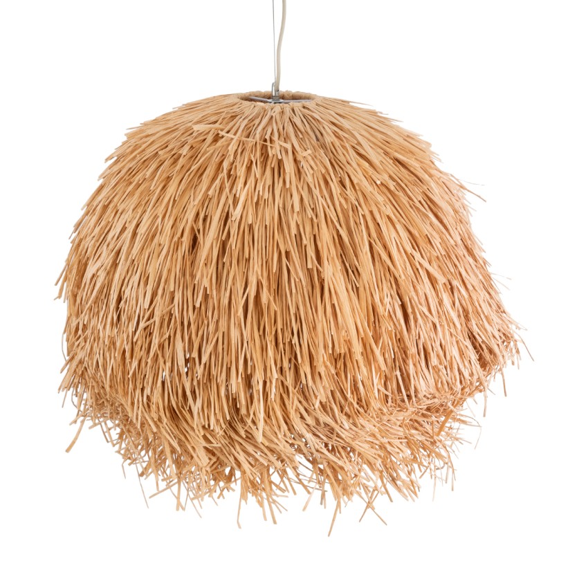 GUADELOUPE  Boho Κρεμαστό Φωτιστικό Πλέγμα Μονόφωτο 1 x E27 IP20 Καφέ Ράφια - Μ80 x Π80 x Υ60cm