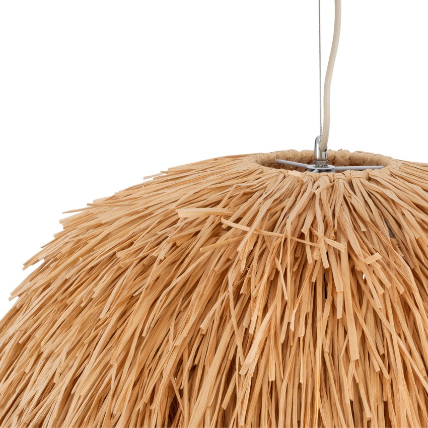 GUADELOUPE  Boho Κρεμαστό Φωτιστικό Πλέγμα Μονόφωτο 1 x E27 IP20 Καφέ Ράφια - Μ80 x Π80 x Υ60cm