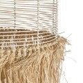 BASSETERRE  Boho Κρεμαστό Φωτιστικό Πλέγμα Μονόφωτο 1 x E27 IP20 Μπεζ Ξύλο με Καφέ Ράφια - Μ70 x Π70 x Υ170cm