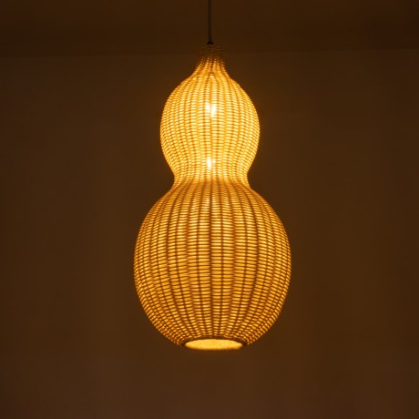 KINGSTOWN  Boho Κρεμαστό Φωτιστικό Πλέγμα Μονόφωτο 1 x E27 IP20 Μπεζ Ξύλο - Μ30 x Π30 x Υ60cm