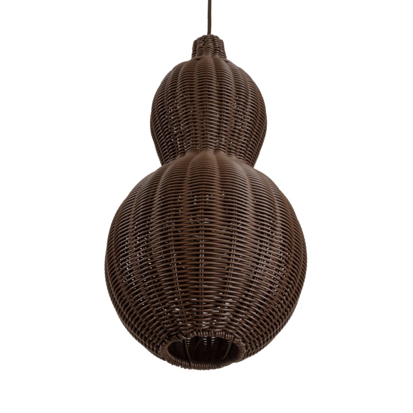 KINGSTOWN  Boho Κρεμαστό Φωτιστικό Πλέγμα Μονόφωτο 1 x E27 IP20 Καφέ Ξύλο - Μ30 x Π30 x Υ60cm