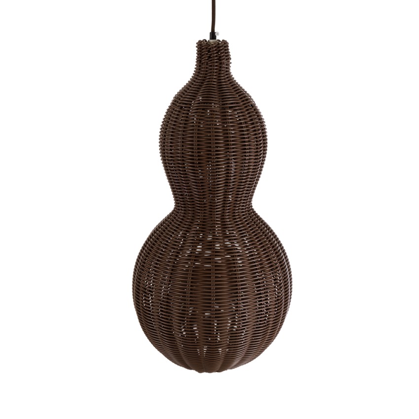 KINGSTOWN  Boho Κρεμαστό Φωτιστικό Πλέγμα Μονόφωτο 1 x E27 IP20 Καφέ Ξύλο - Μ30 x Π30 x Υ60cm